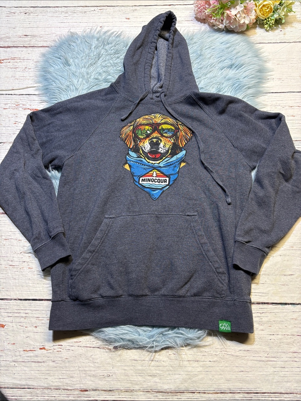 Wild Tribute National Park Navy Dog Graphic Hoodie sz S